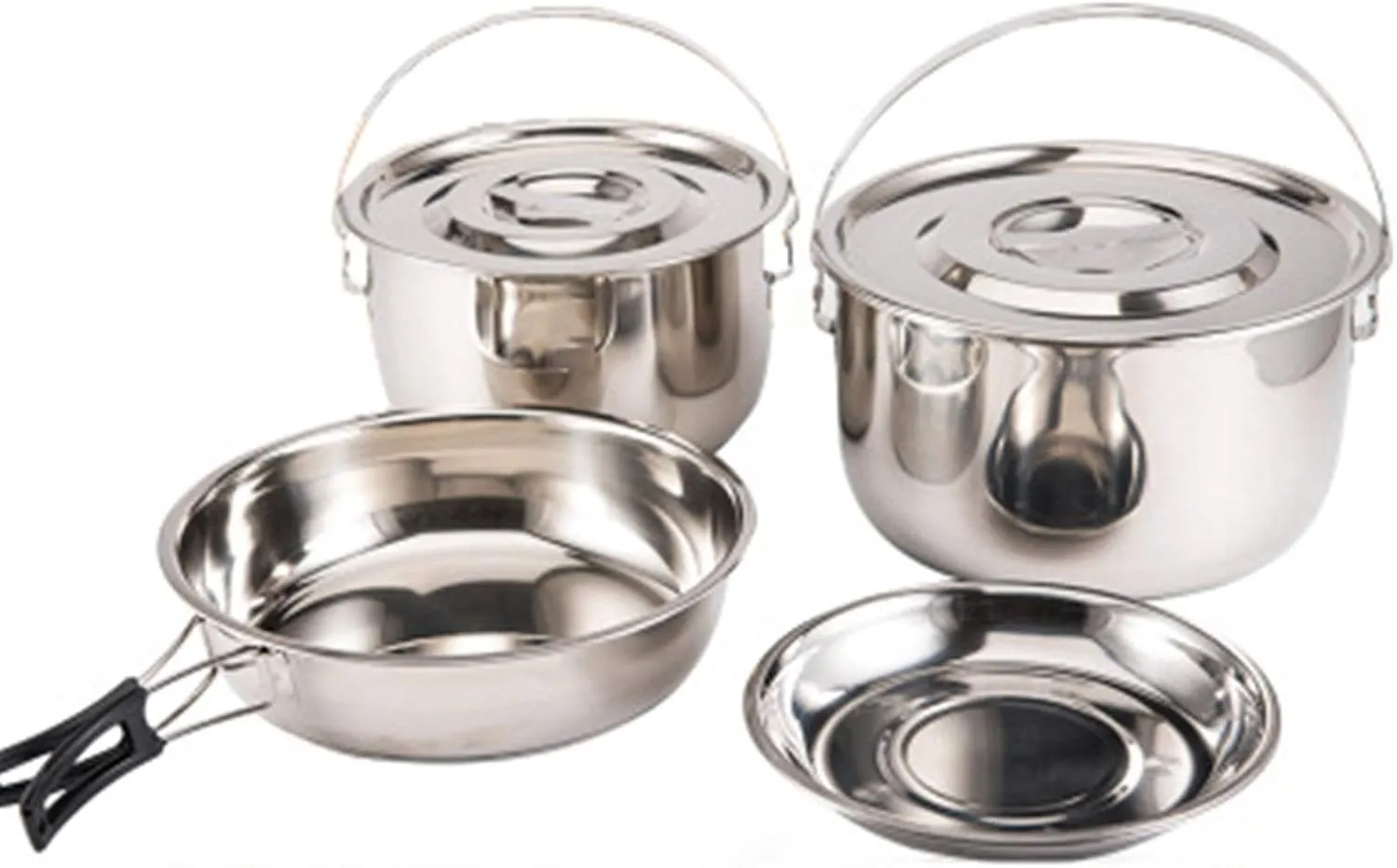 Camping Cookware Camping Cookware Set - Compact Stainless Steel Cooking Pots and Pans | Outdoor Cook Set for Hiking | Beach | Hiking Gear Outdoor Camping Cookware (Silver 4)