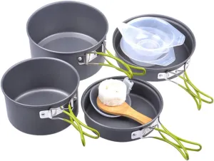 Camping Cookware Kit 2-3 Person Aluminum Pot Set Non-Stick Portable Cooking Pot