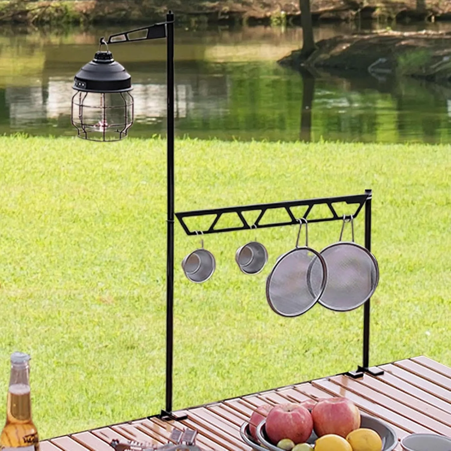 Camping Cookware Rack | Desktop Cookware Storage Stand - Metal Cutlery Holder, Portable Removable Tool Organizer for Camping Picnic BBQ Outdoor Fishing