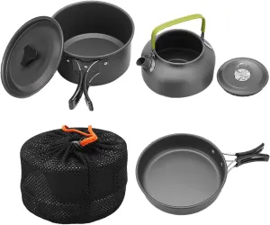 Camping Cookware Set Aluminum Alloy Camping Pot with Foldable Handle Compact and Lasting Camping Pots and Pans Set