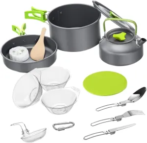 Camping Cookware Set Multi-Function Portable Cooking Kit for Outdoor Activities Boiling Water Cooking