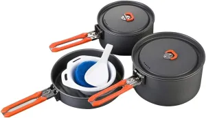 Camping Cookware Set Outdoor Camping 2-3 People Portable Pot Set with Folding Handle for Backpacking Hiking Picnic Outdoor Pots & Pans