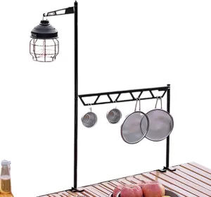 Camping Cookware Shelf - Desktop Cookware Storage Stand,Removable Tool Organizer, Cutlery Holder, Pot Hanger, Metal Shelf for Picnic Grill Camping Travel Hiking
