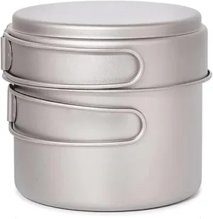 Camping Cookware,Outdoor Pure Titanium Pot Set, Portable Cooking Camping Cooker (Color : Silver, Size : 115MM)