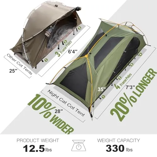Camping Cot Tent-Waterproof 1-Person Off-Ground Combo Cot Bed for Adults