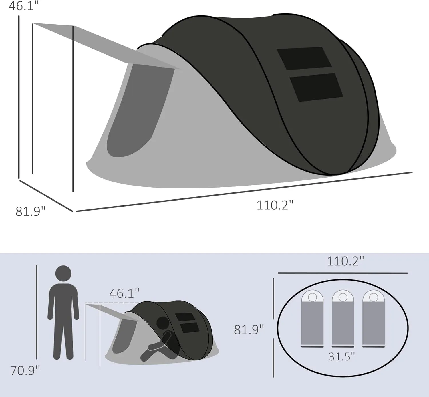 Camping Dome Tent is Suitable for 2/3/4/5 People, Waterproof, Spacious, Portable Backpack Tent, Suitable for Outdoor Camping/Hiking and Outdoor, Portable Tent