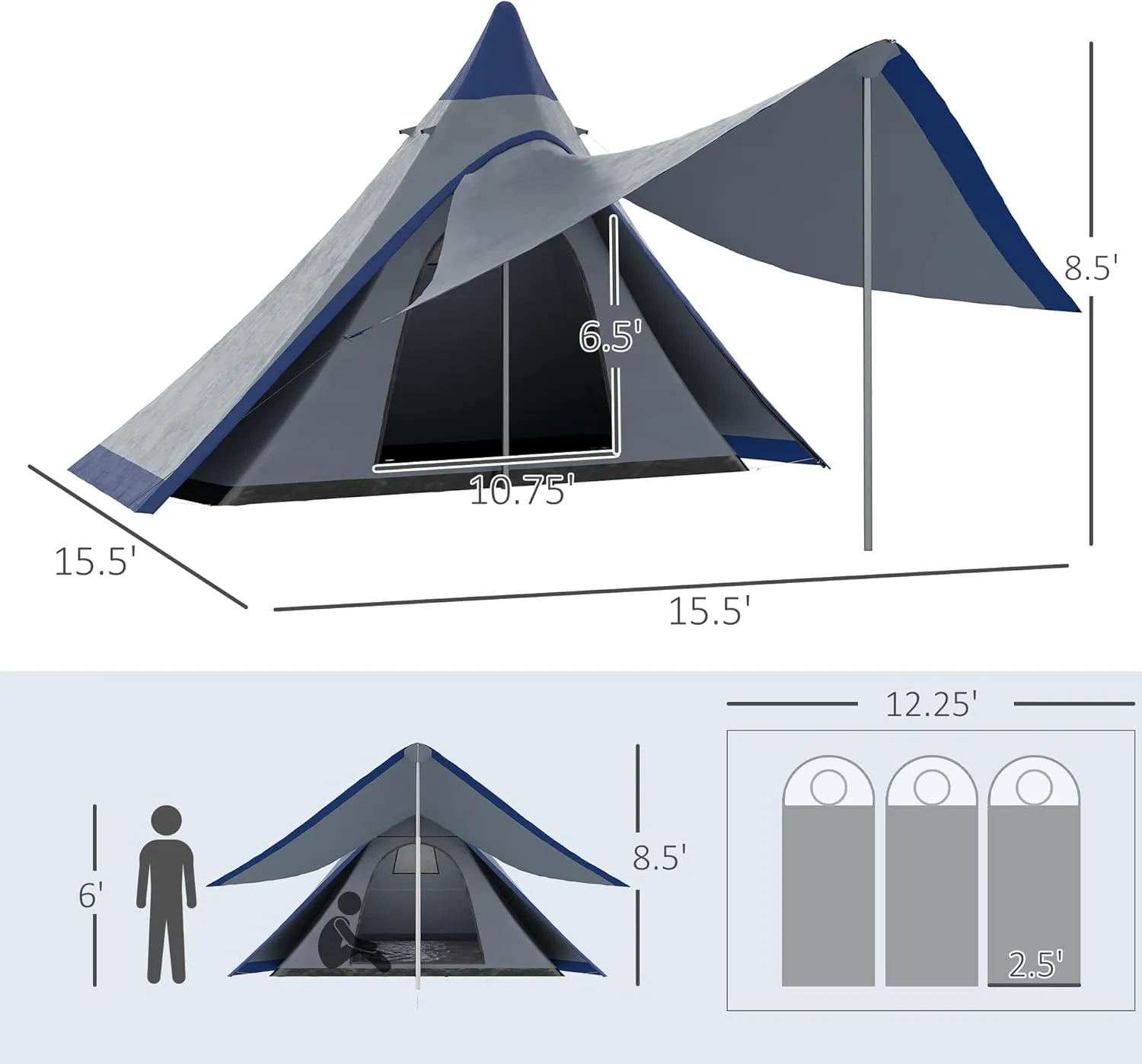 Camping Dome Tent is Suitable for 2/3/4/5 People, Waterproof, Spacious, Portable Backpack Tent, Suitable for Outdoor Camping/Hiking and Outdoor, Portable Tent