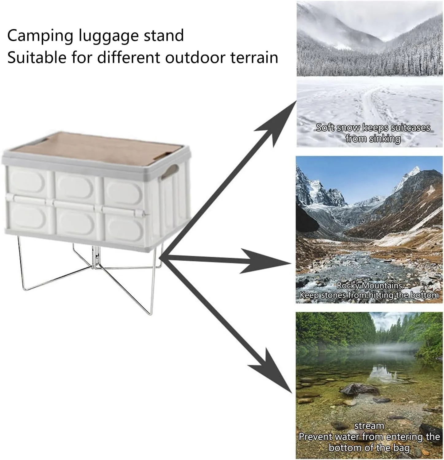 Camping Foldable Metal Stand Portable Metal Luggage Rack Ice Box Holder Coolers Stand for Outdoor Picnics Fishing