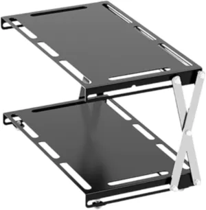 Camping Foldable Storage Rack Cookware Hanging Rack Tabletop Easy to Install Multiuse Outside for Beach Picnic Mountaineering, Double Layers