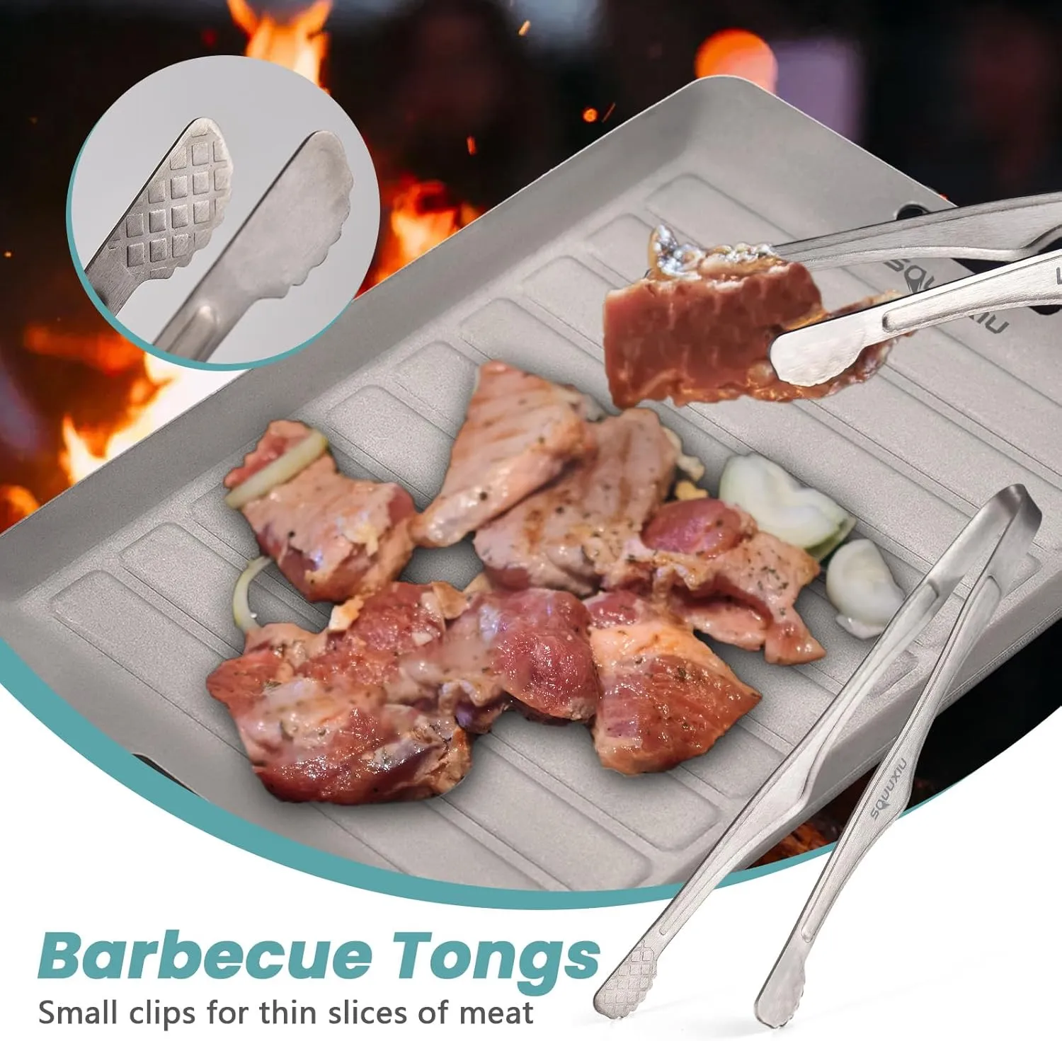 Camping Grill Pan & BBQ Tinks Portable Outdoor Cookware Set Finisca Matte Nonstick for 1 Person (Plate Pinks and Barbecue)