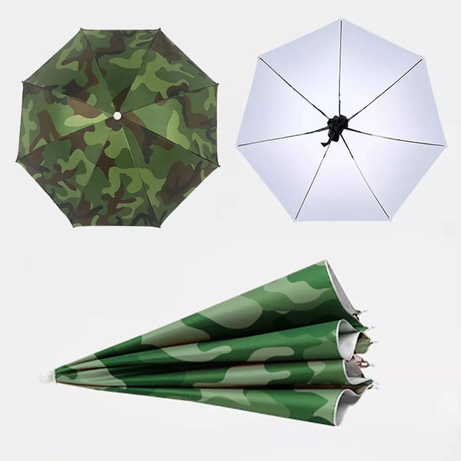 Camping Headwear Head Cap Umbrella Hat Outdoor Rain Foldable 1x Camouflage