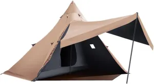 Camping Indian Teepee Tent for 5-8 Person Lightweight Pyramid Tent Double Layer for Mountaineering Hiking Camping