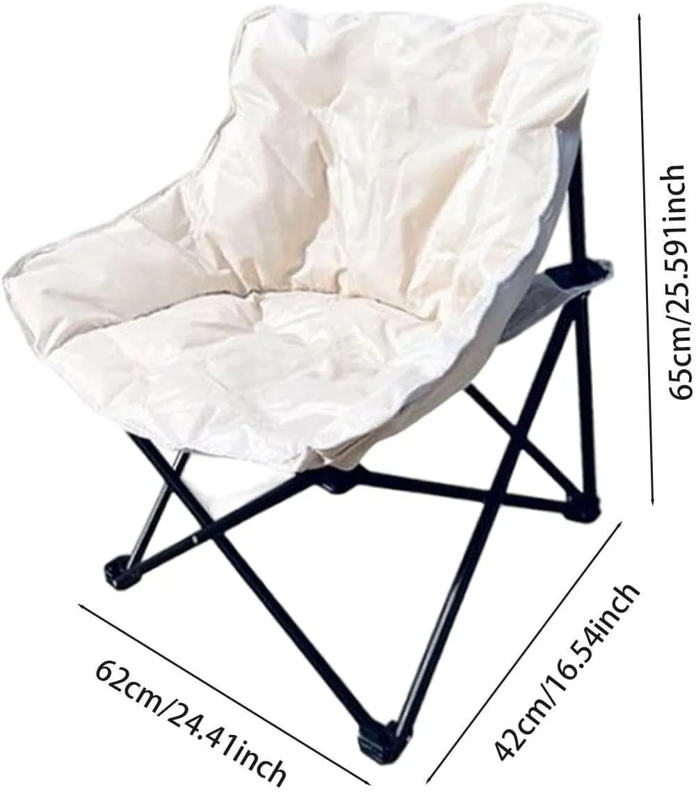 Camping Padded Chair Padded Cushion Lazy Sofa Portable Fishing Lounge Chair Foldable Seat for Patio Outdoor Sports Adults Foldable Outdoor seat for Camping Ergonomic Camp seat Canvas Camping