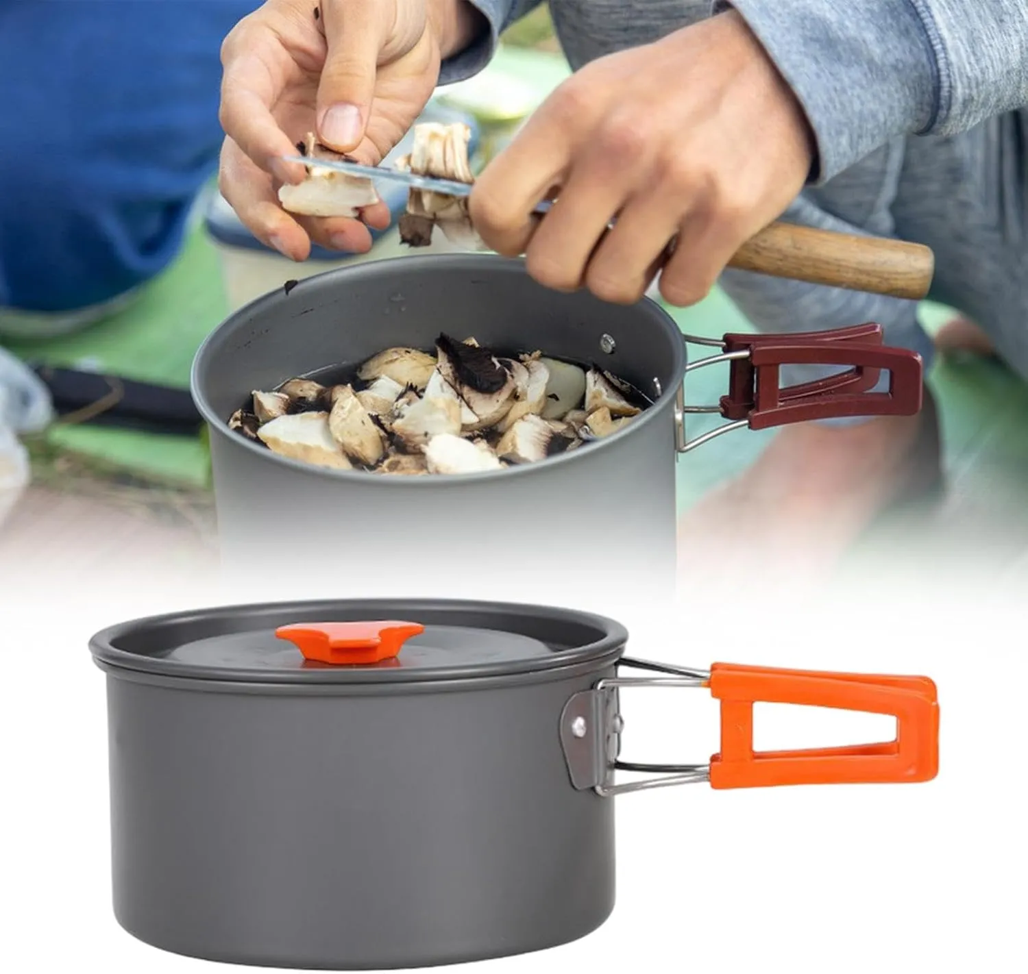 Camping Pot Cookware Practical Easy to Clean Compact Portable with Lid Stockpot for Fishing Beach BBQ Explorers Backpacking