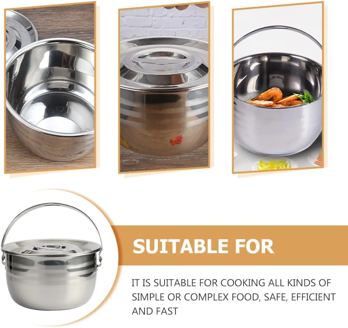 Camping Soup Pot Steel Camp Fire Pot for Home Lightweight Non-stick Household Cookware