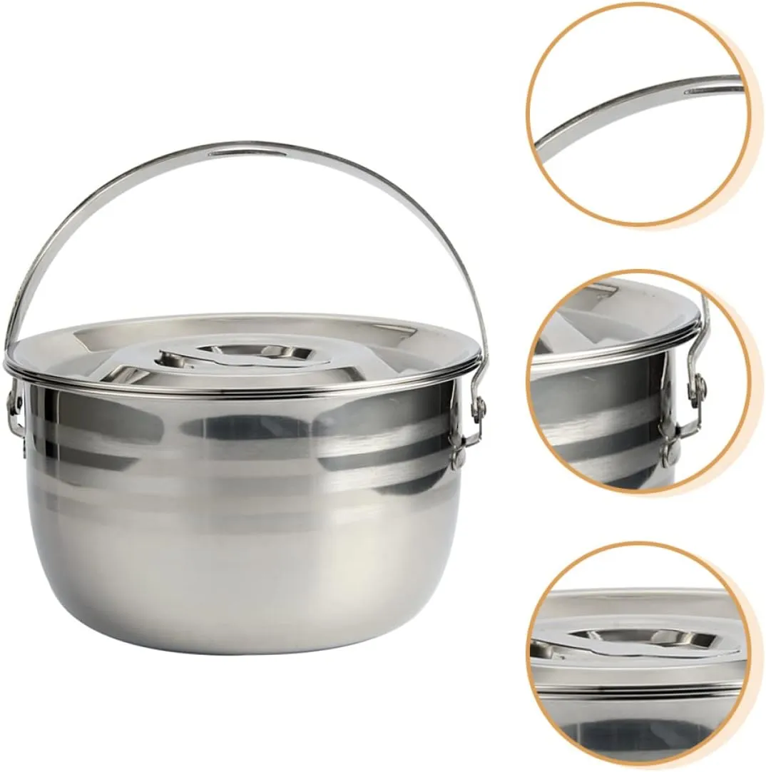 Camping Soup Pot Steel Camp Fire Pot for Home Lightweight Non-stick Household Cookware