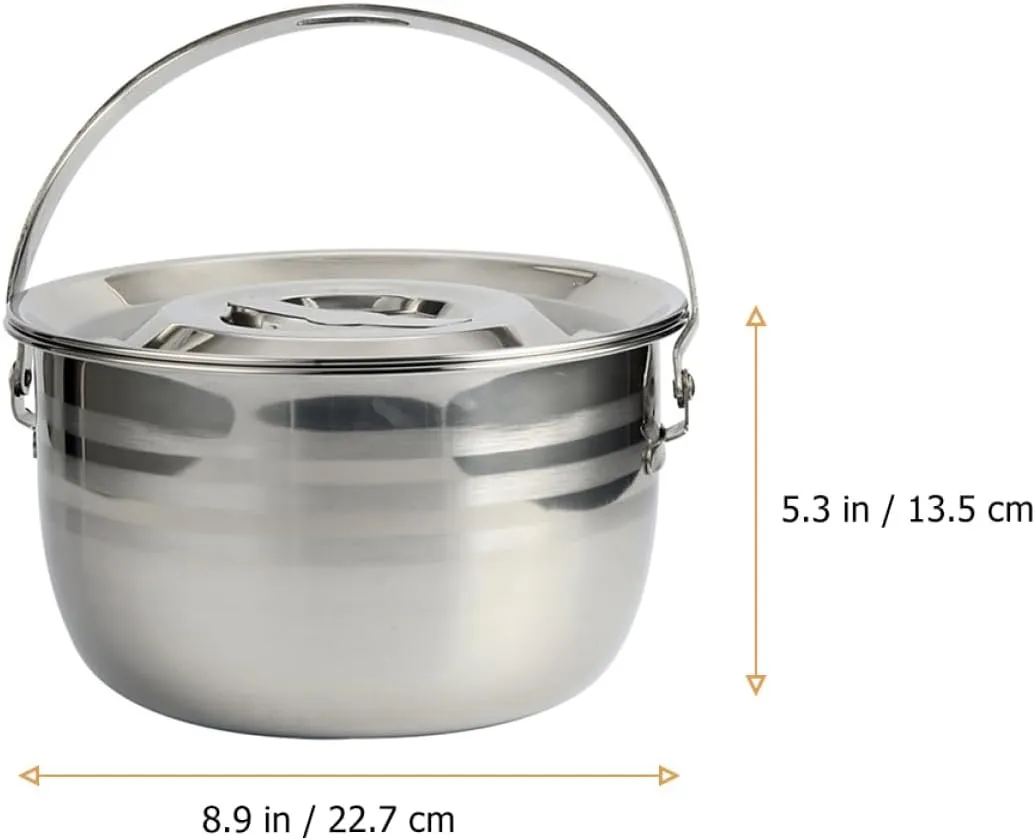 Camping Soup Pot Steel Camp Fire Pot for Home Lightweight Non-stick Household Cookware
