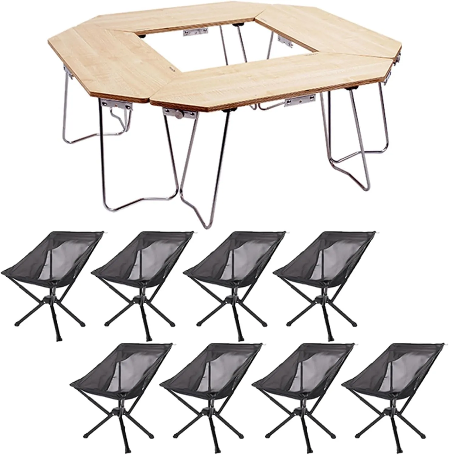 Camping Splicing Table Set with Chairs, Outdoor Camping Folding Table Chair Set Portable Beach Table Foldable Chiars for Camping, Picnic, Travel, RV