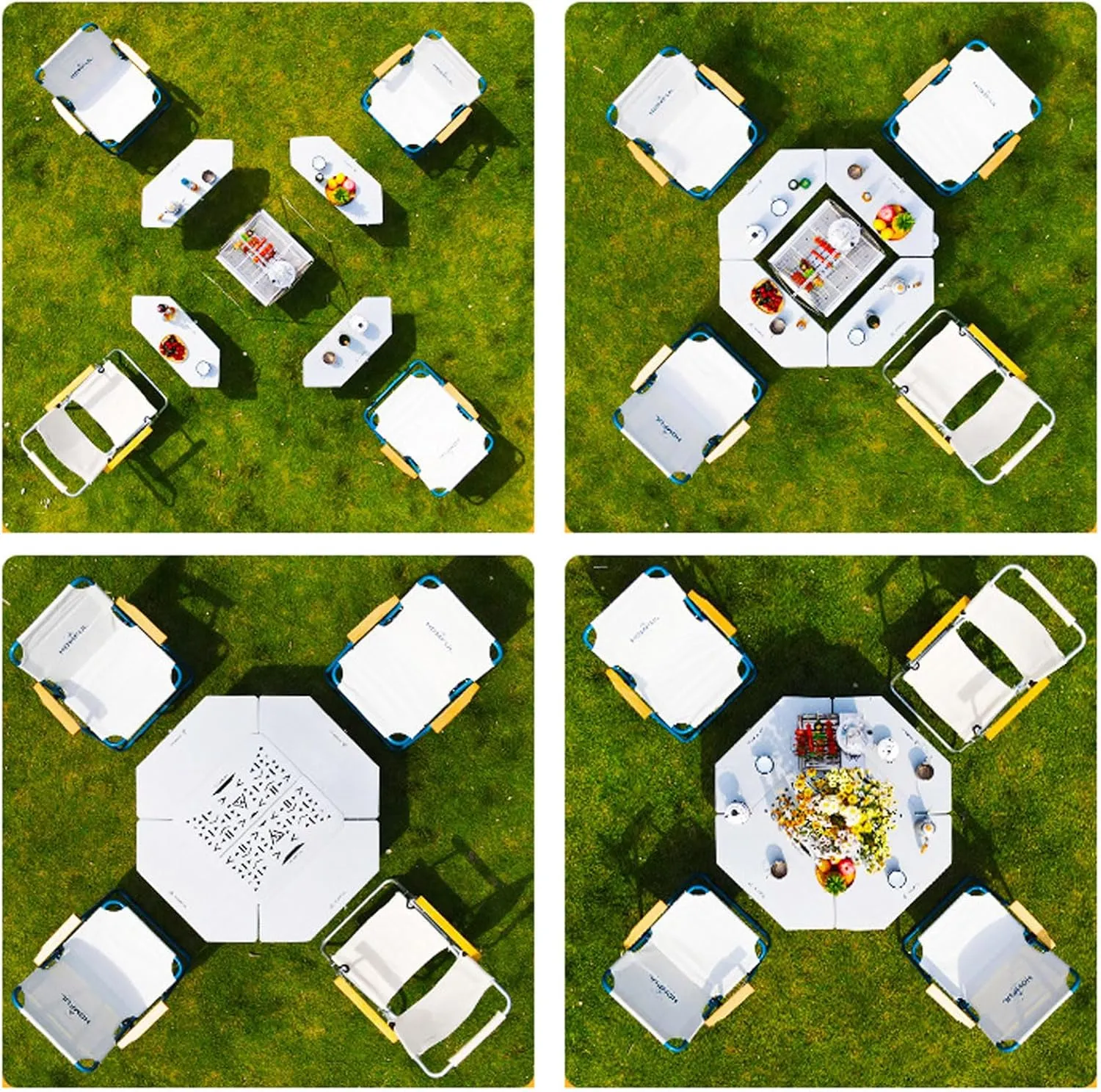 Camping Splicing Table Set with Chairs, Outdoor Camping Folding Table Chair Set Portable Beach Table Foldable Chiars for Camping, Picnic, Travel, RV