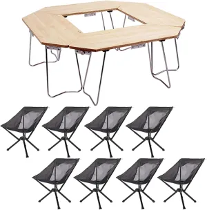 Camping Splicing Table Set with Chairs, Outdoor Camping Folding Table Chair Set Portable Beach Table Foldable Chiars for Camping, Picnic, Travel, RV