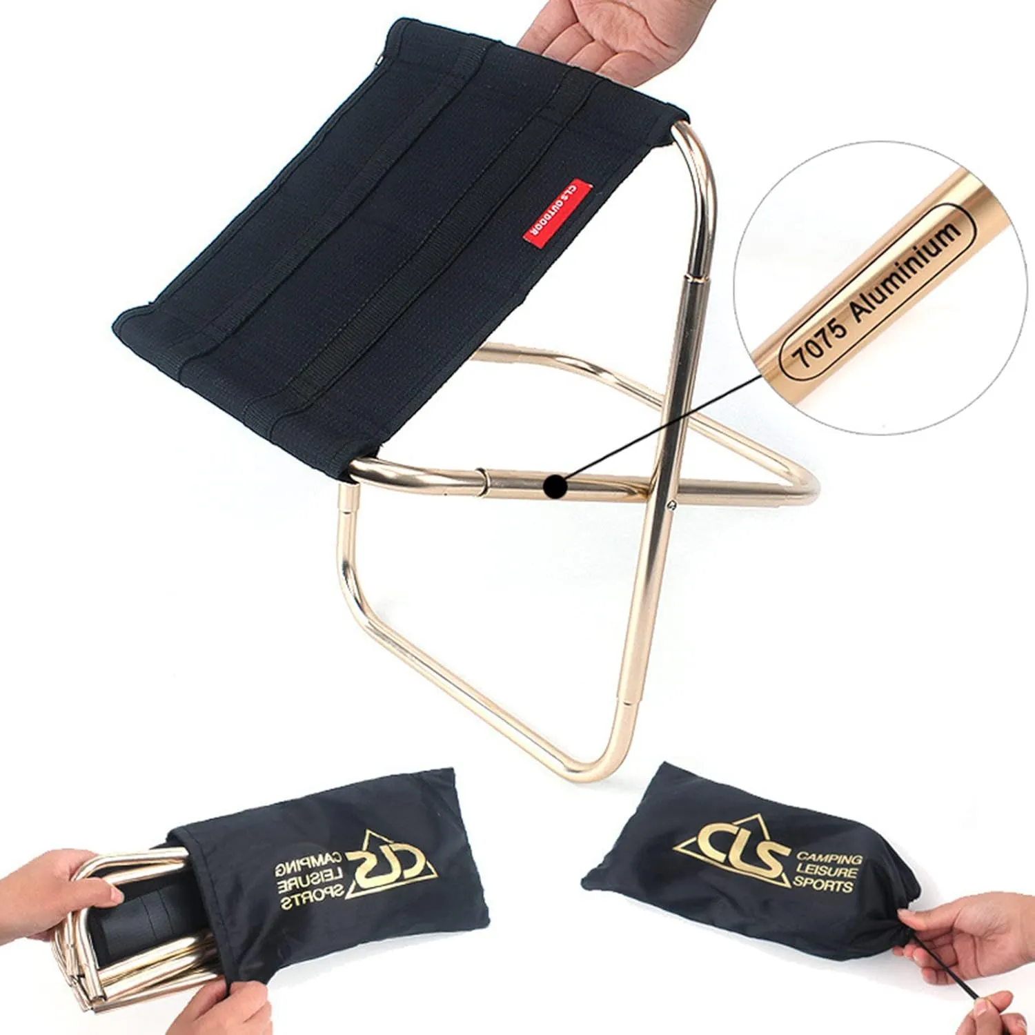Camping Stool Folding Stool with Carry Bag Aluminum-Alloy Bracket Lightweight Fishing Stool Outdoors
