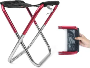 Camping Stool, Small Folding Chair, The Folding Fishing Picnic Chair Lightweight Camping Aluminum Alloy Cloth Outdoor Portable Portable Fishing Tools (Color : Red)
