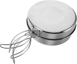 Camping Supplies Stainless Steel Cooking Pot Lid Folding Handle Portable Cookware for Outdoor Activities