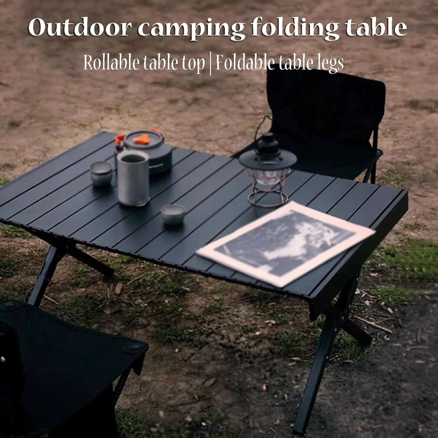 Camping Table Camping Folding Table Foldable Picnic Table Portable Roll Up Desktop Easy to Assembly for Indoor & Outdoor, Standard