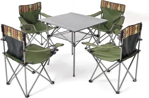 Camping Table Chairs Outdoor Folding Table and Chair Set, Aluminum Alloy Roll Table Top, Suitable for Balcony Garden Fishing Camping Picnic Table (Color : Package 4)