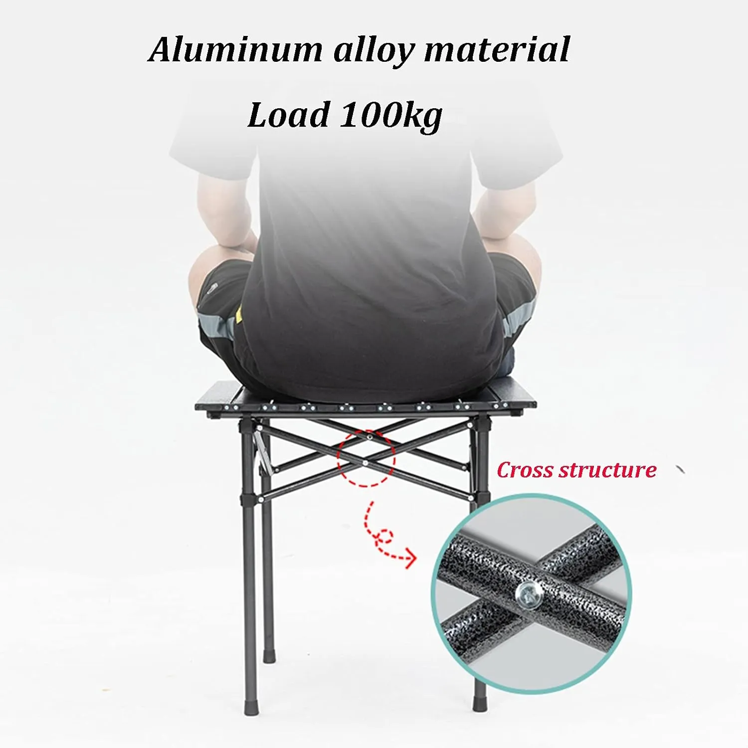 Camping Table Chairs Outdoor Folding Table and Chair Set, Aluminum Alloy Roll Table Top, Suitable for Balcony Garden Fishing Camping Picnic Table (Color : Package 4)