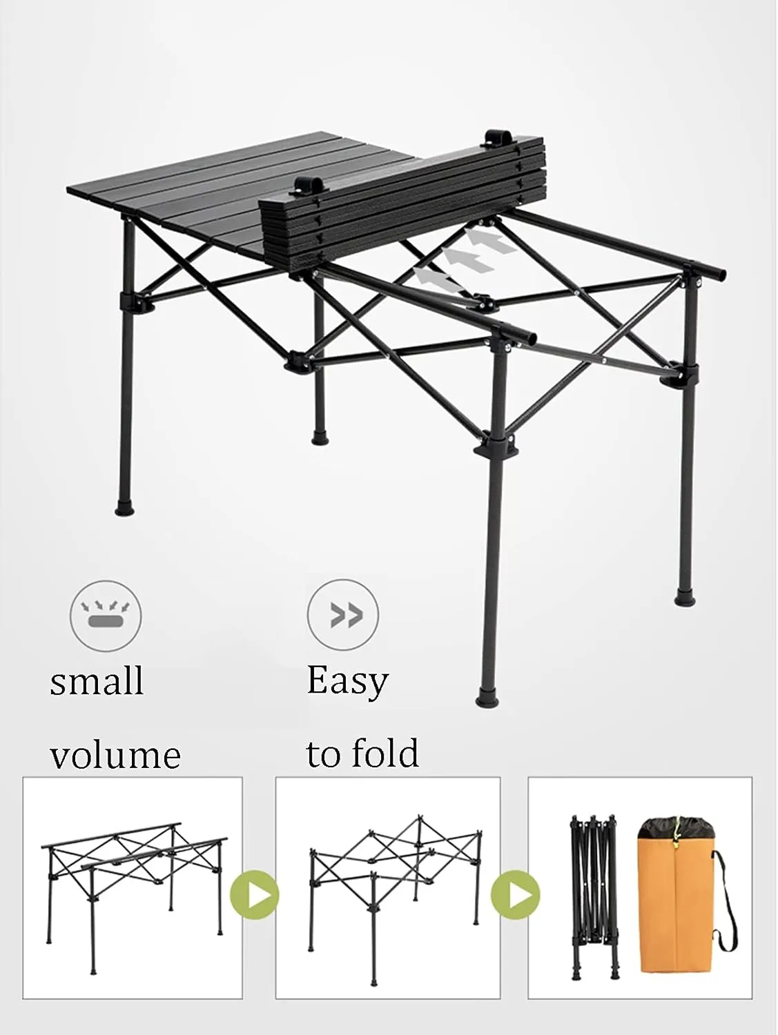 Camping Table Chairs Outdoor Folding Table and Chair Set, Aluminum Alloy Roll Table Top, Suitable for Balcony Garden Fishing Camping Picnic Table (Color : Package 4)