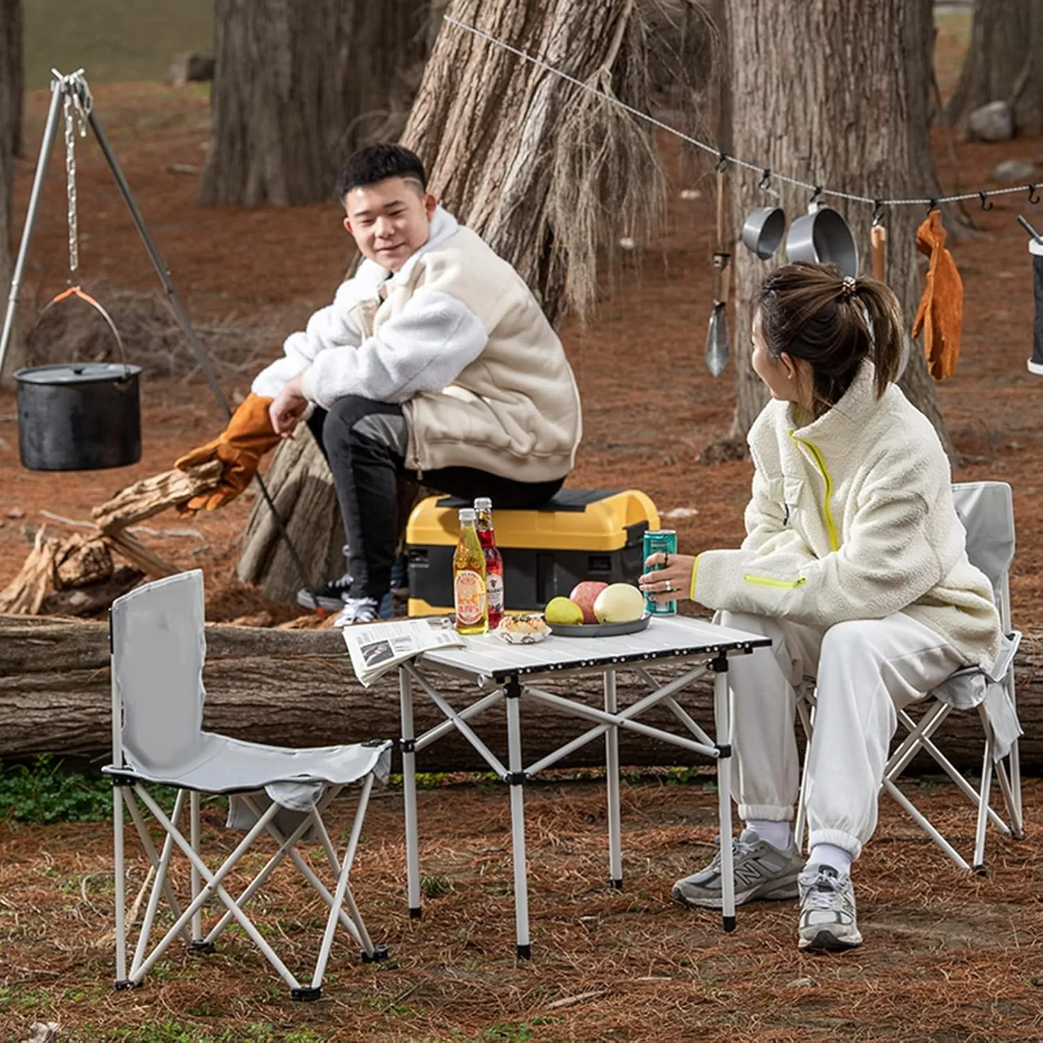 Camping Table Chairs Portable Outdoor Folding Table and Chair Set, Ultra-Light and Durable Aluminum Alloy Picnic Table, Suitable for Car Travel Beach Fishing (Color : Package 1)