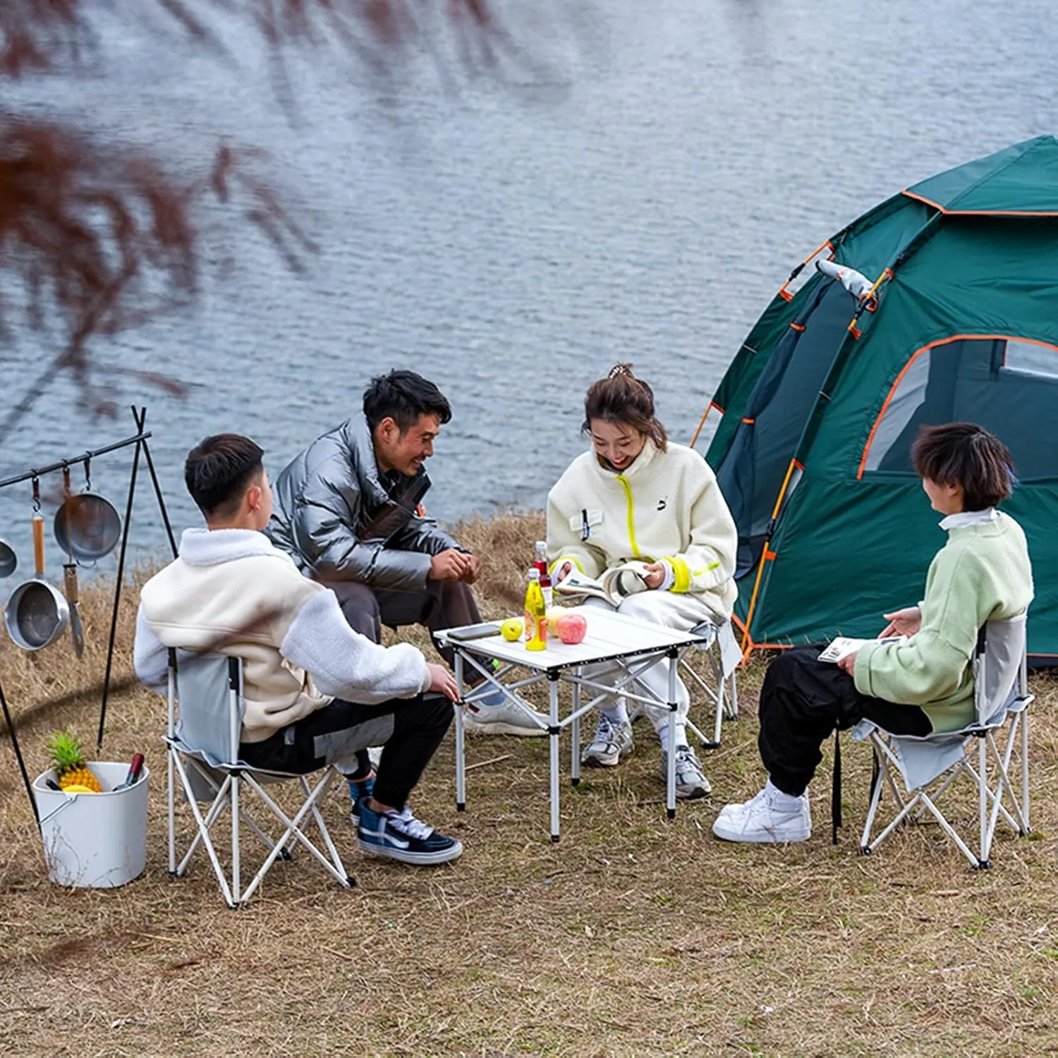 Camping Table Chairs Portable Outdoor Folding Table and Chair Set, Ultra-Light and Durable Aluminum Alloy Picnic Table, Suitable for Car Travel Beach Fishing (Color : Package 2)