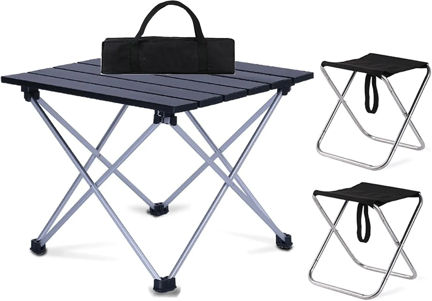 Camping Table Chairs Small Outdoor Set, Portable Aluminum Picnic Table, Suitable for Fishing, Barbecue and Hiking 56x40x40cm