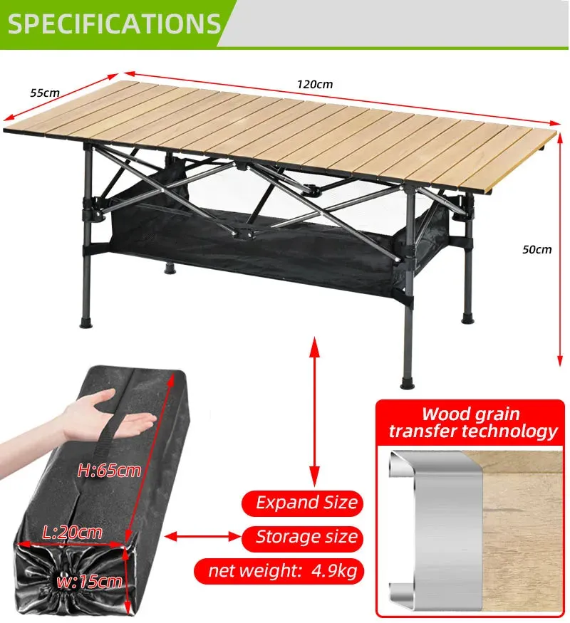 Camping Table Collapsible Folding Outdoor Furniture Barbecue Backpacking Nature Hike Lightweight Equipment Lifting Desk