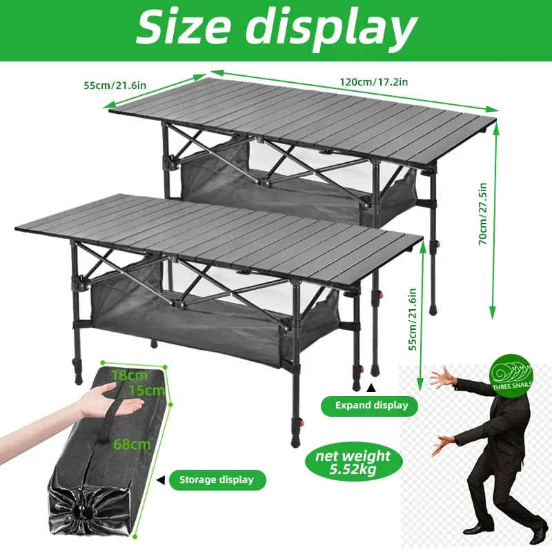 Camping Table Collapsible Folding Outdoor Furniture Barbecue Backpacking Nature Hike Lightweight Equipment Lifting Desk