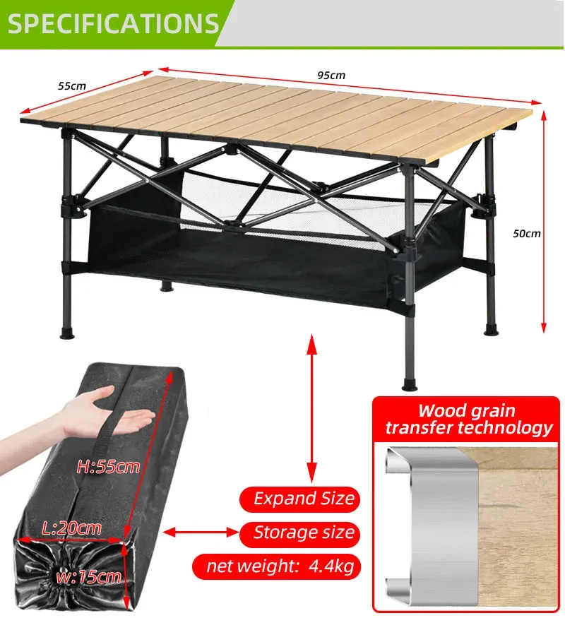Camping Table Collapsible Folding Outdoor Furniture Barbecue Backpacking Nature Hike Lightweight Equipment Lifting Desk