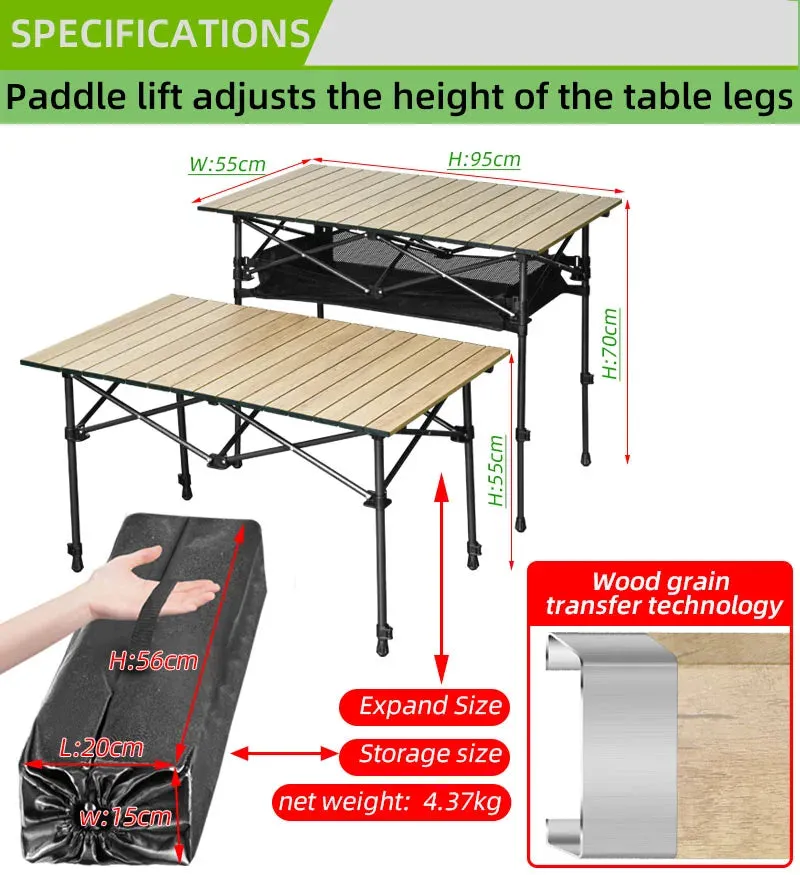 Camping Table Collapsible Folding Outdoor Furniture Barbecue Backpacking Nature Hike Lightweight Equipment Lifting Desk