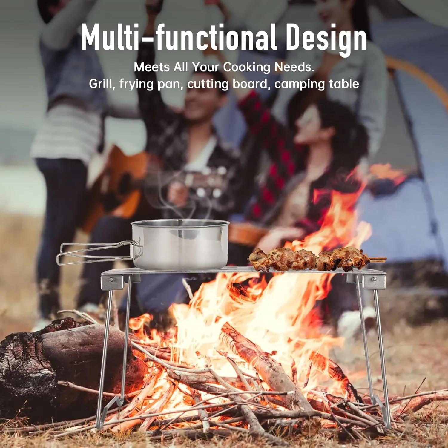 Camping Table Folding Campfire Grill Portable Ti BBQ Hiking with Legs Lightweight Camp Tables Foldable