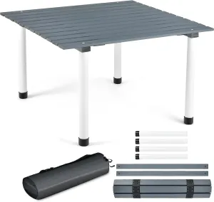 Camping Table, Folding Camping Table, Roll Up Portable Picnic Table with Carrying Bag, Fir Wood Top Outdoor Indoor BBQ Dining Table for Camp, Hiking, Beach, BBQ, Kitchen(Gray)