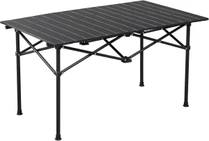 Camping Table Folding Portable Camp Metal Fold Up Lightweight Roll Up Table Adjustable Height with Carry Bag Indoor Outdoor for Camping, Picnic, Backyard, BBQ, Patio, Black (47.2 x 20 x 20 inch)