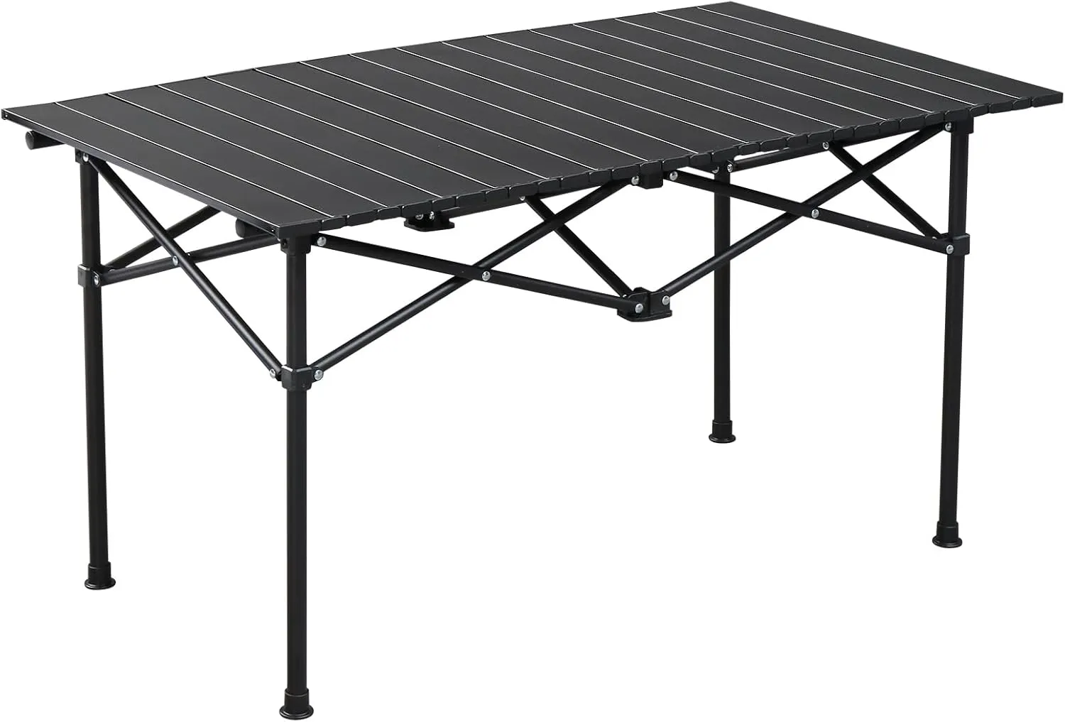 Camping Table Folding Portable Camp Metal Fold Up Lightweight Roll Up Table Adjustable Height with Carry Bag Indoor Outdoor for Camping, Picnic, Backyard, BBQ, Patio, Black (47.2 x 20 x 20 inch)