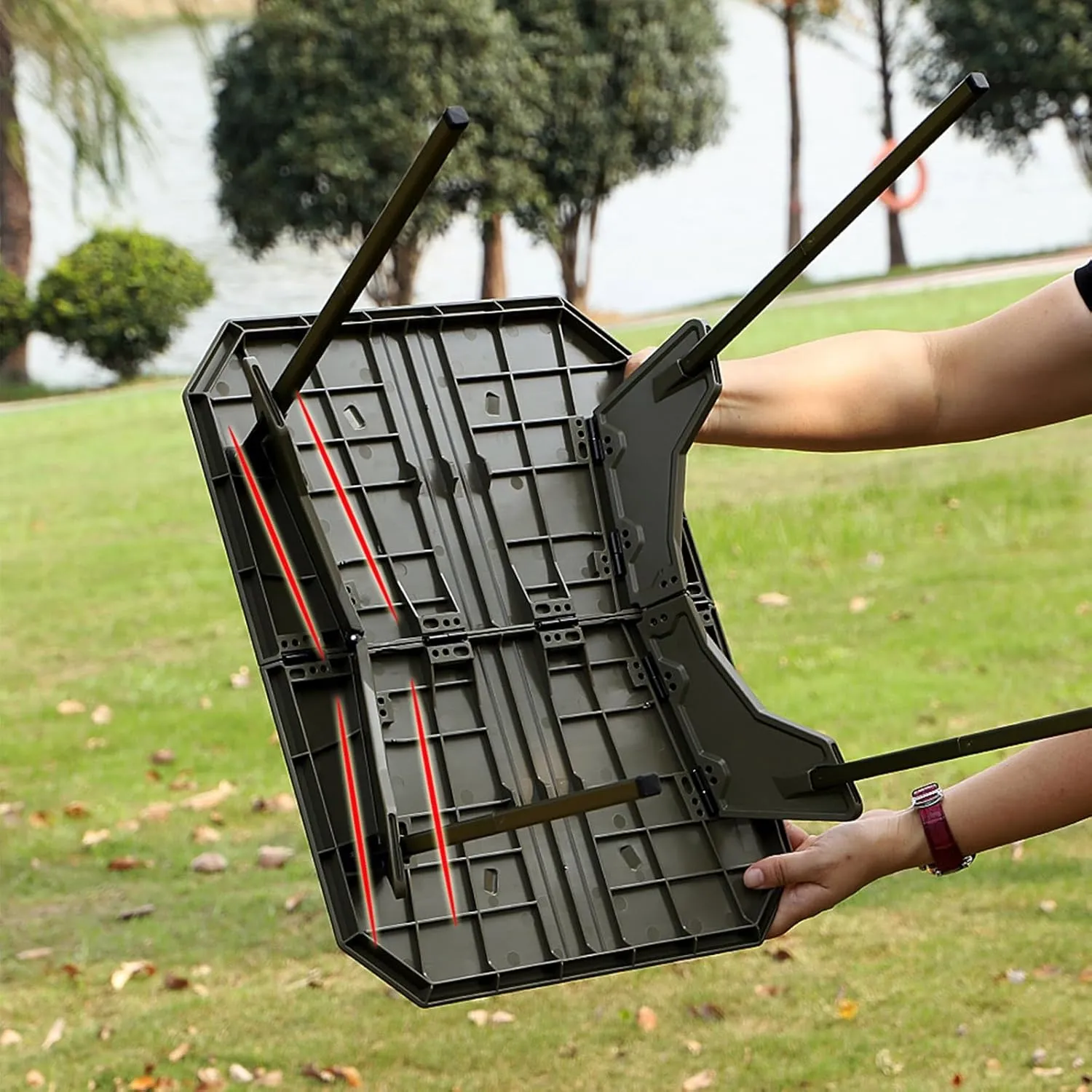 Camping Table Folding Portable Camp Side Table Lightweight Carry Bag Beach Outdoor Hiking Picnics BBQ Cooking Dining Kitchen(B)