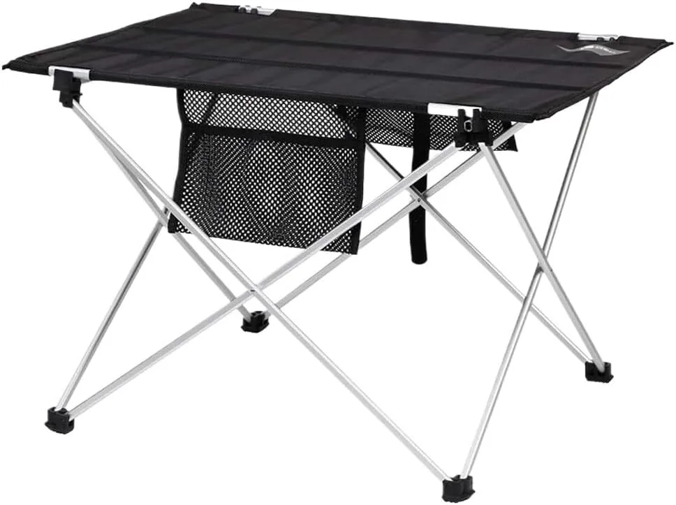Camping Table Folding Tables Camping Folding Table Aluminum Alloy Folding Portable Picnic Camping Table with Aluminum Legs Roll Up Table Picnic Table Foldable Table, 57*42*38cm, Black