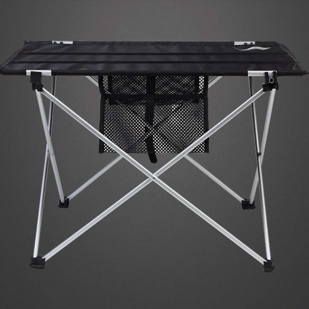 Camping Table Folding Tables Camping Folding Table Aluminum Alloy Folding Portable Picnic Camping Table with Aluminum Legs Roll Up Table Picnic Table Foldable Table, 57*42*38cm, Black