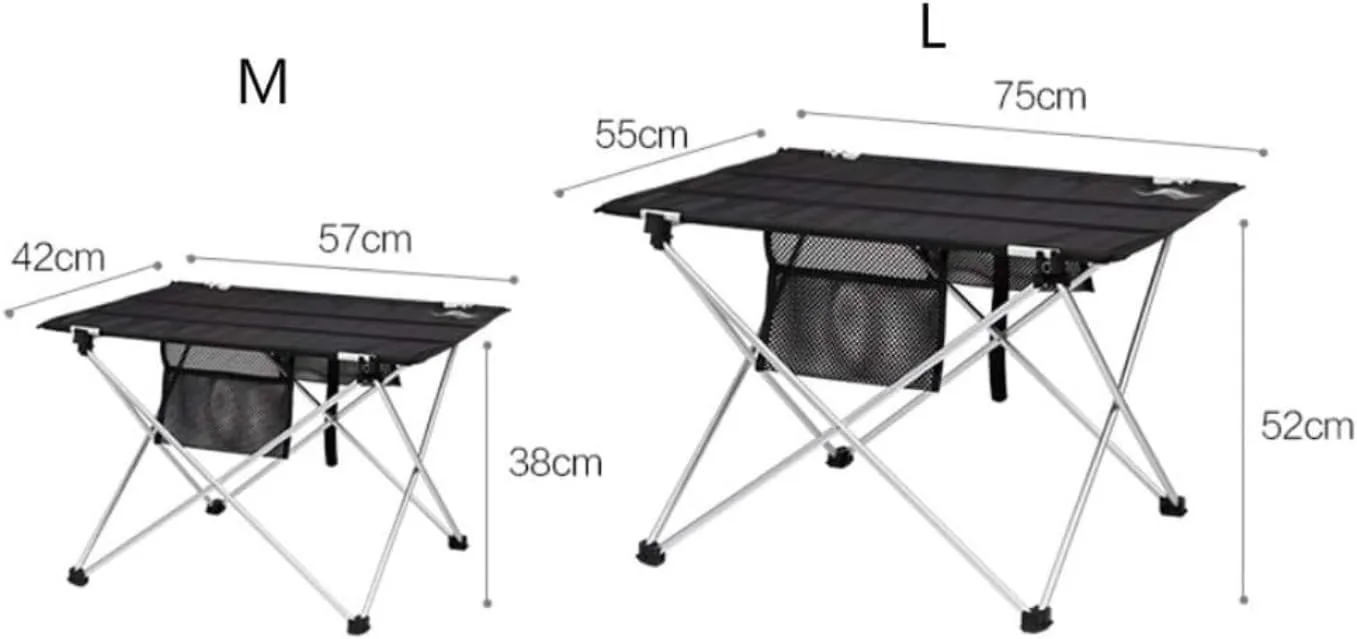 Camping Table Folding Tables Camping Folding Table Aluminum Alloy Folding Portable Picnic Camping Table with Aluminum Legs Roll Up Table Picnic Table Foldable Table, 57*42*38cm, Black