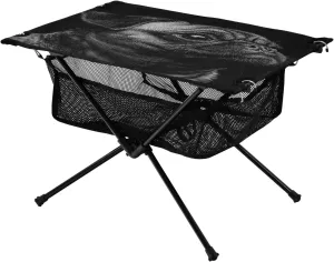 Camping Table Lightweight Portable Folding Table with Mesh Storage Net A Pug Head Dog Ideal for Camping Hiking Beach Picnic Travel Backyard