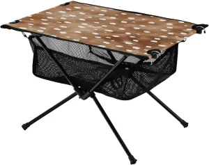 Camping Table Lightweight Portable Folding Table with Mesh Storage Net Deer Skin Ideal for Camping Hiking Beach Picnic Travel Backyard