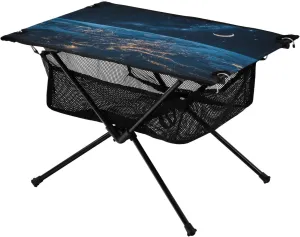 Camping Table Lightweight Portable Folding Table with Mesh Storage Net Majestic Night Earth Ideal for Camping Hiking Beach Picnic Travel Backyard
