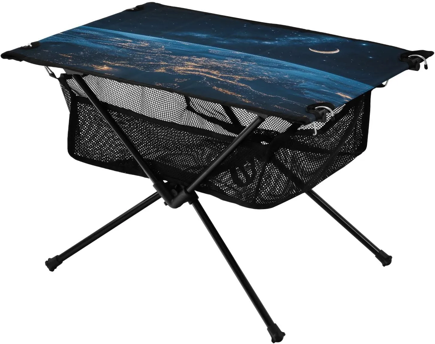 Camping Table Lightweight Portable Folding Table with Mesh Storage Net Majestic Night Earth Ideal for Camping Hiking Beach Picnic Travel Backyard